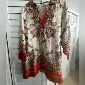 Zara Dress in shades of fall.  Perfect for thanks giving.